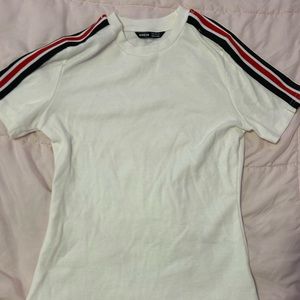 Striped Sleeved - White Tee (Unused)